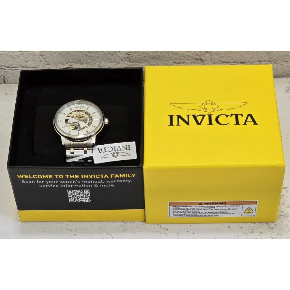 Invicta Objet D Art Arcalis Automatic Men's Watch Skeleton Dial 42.5mm Silver